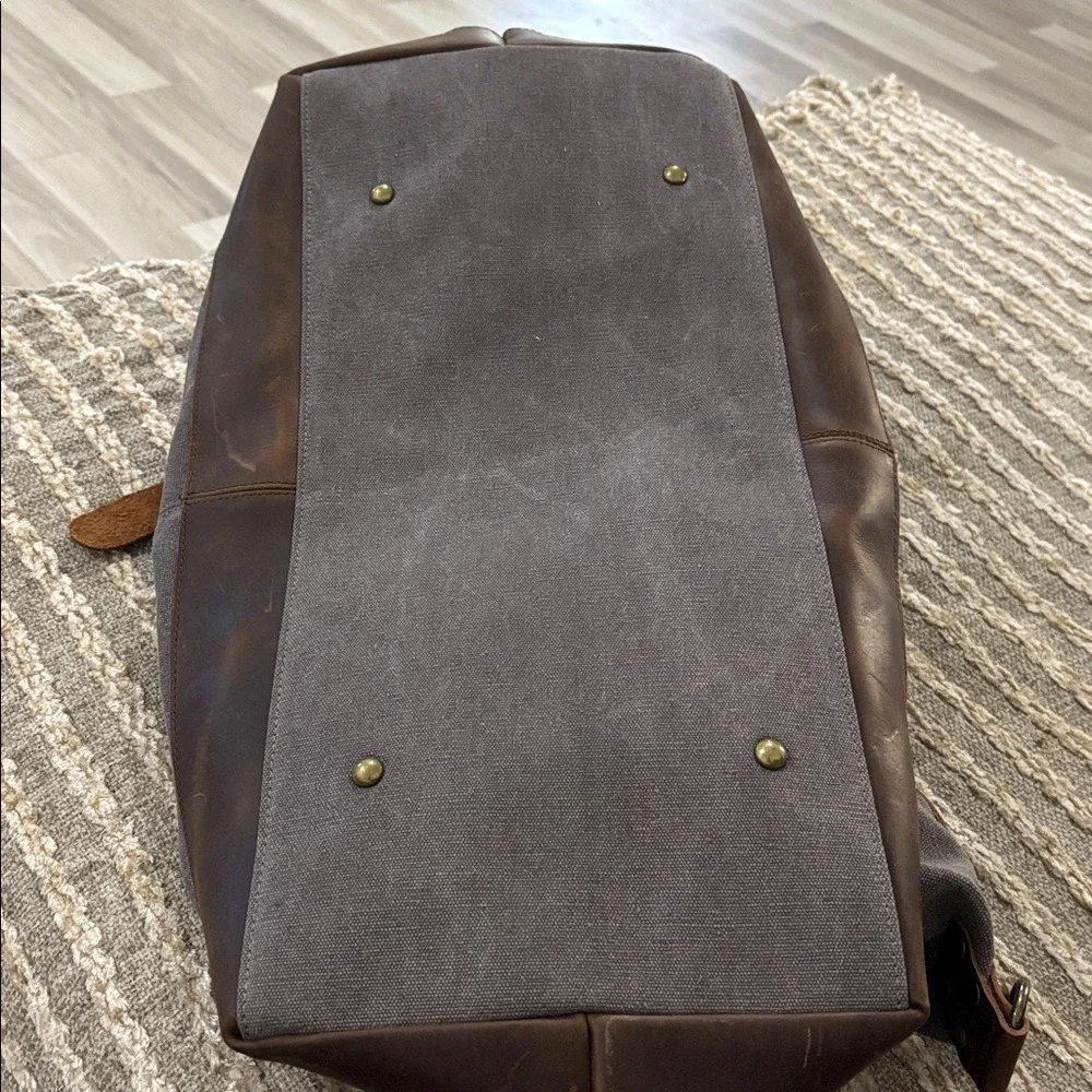 S-ZONE Travel Canvas Carry on Weekender Gray and Brown Men's Duffle Bag
